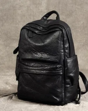 Leather Black Mens Cool Backpack Large Travel Backpack Hiking Backpack for men