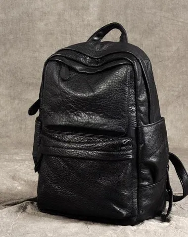 Leather Black Mens Cool Backpack Large Travel Backpack Hiking Backpack for men