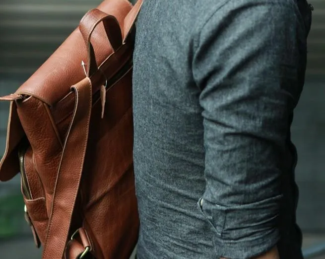 Leather Brown Mens Backpack Cool Travel Backpacks Laptop Backpack for men