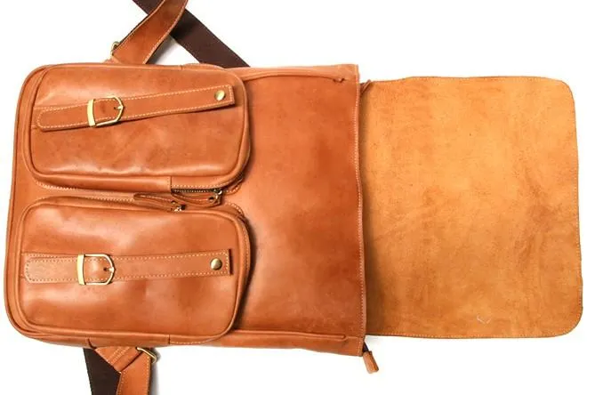 Leather Brown Mens Backpack Cool Travel Backpacks Laptop Backpack for men