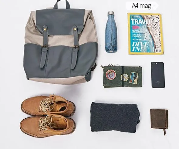 Leather Canvas Mens Cool Backpack Canvas Travel Bag Canvas School Bag for Men