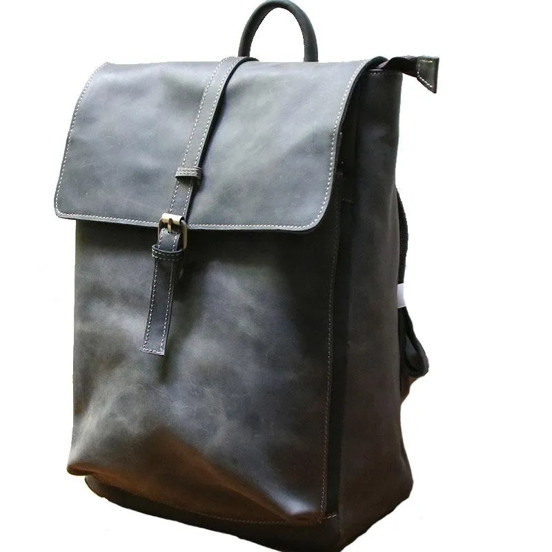Leather Coffee Mens Backpack Cool Travel Backpacks Laptop Backpack for men