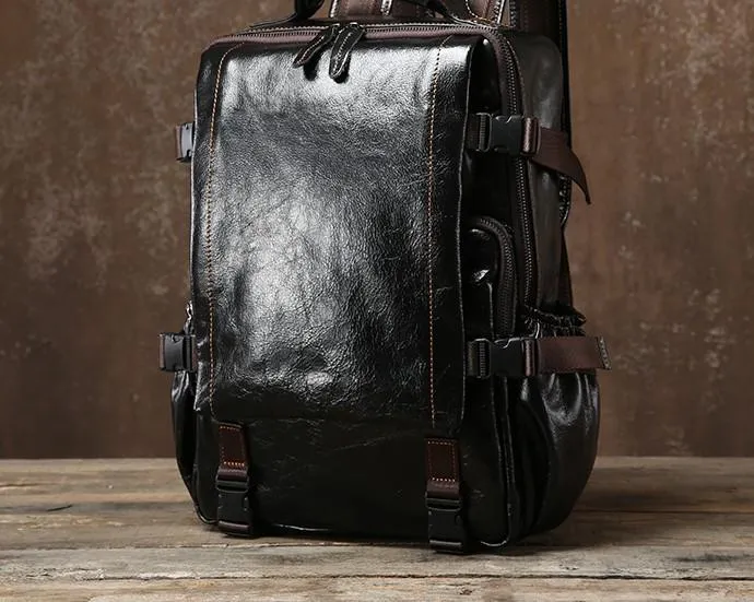Leather Cool Mens Backpack Large Travel Backpack Hiking Backpack for Men
