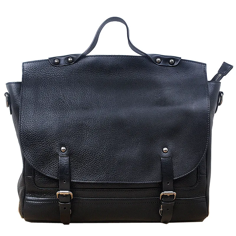 Leather men Black Briefcase Backpack Messenger Bag Shoulder bag