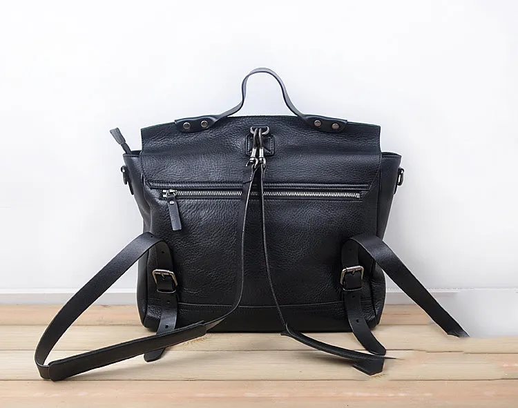 Leather men Black Briefcase Backpack Messenger Bag Shoulder bag