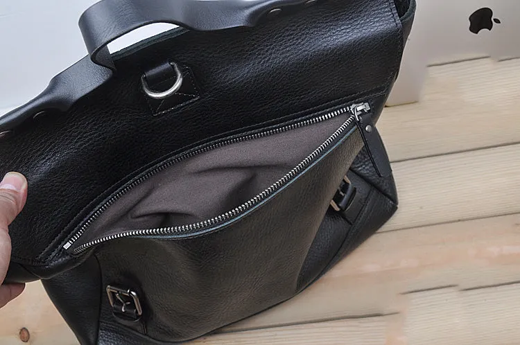 Leather men Black Briefcase Backpack Messenger Bag Shoulder bag