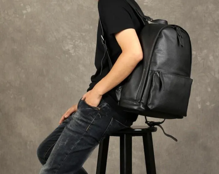 Leather Mens Backpacks Cool Large Black Travel Backpack Hiking Backpack for men