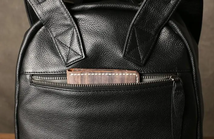 Leather Mens Backpacks Cool Large Black Travel Backpack Hiking Backpack for men