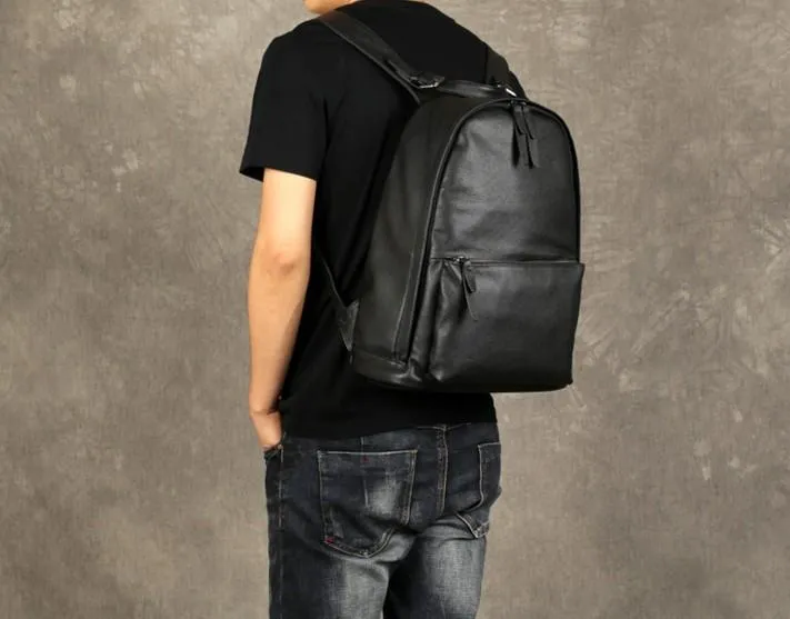 Leather Mens Backpacks Cool Large Black Travel Backpack Hiking Backpack for men