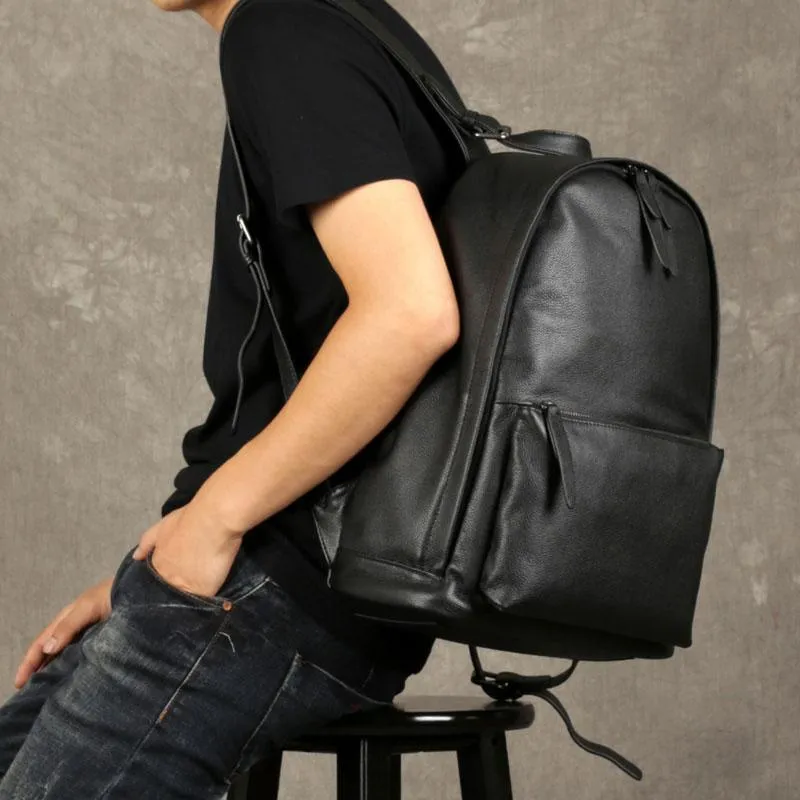 Leather Mens Backpacks Cool Large Black Travel Backpack Hiking Backpack for men