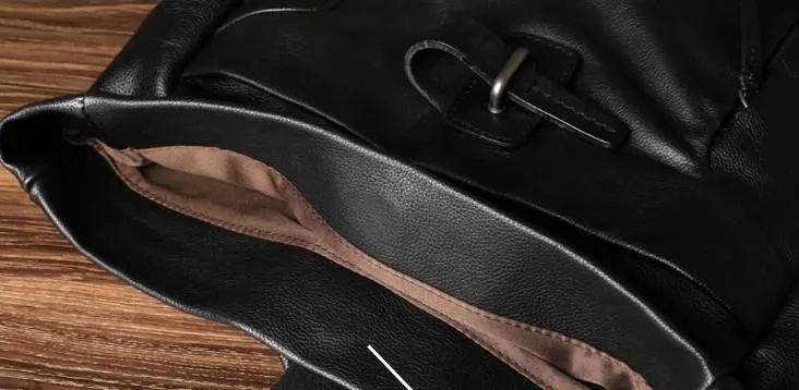 Leather Mens Black Cool Backpack Large Travel Bag School Bag for men