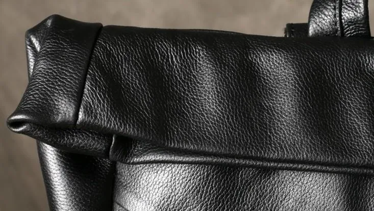 Leather Mens Black Cool Backpack Large Travel Bag School Bag for men