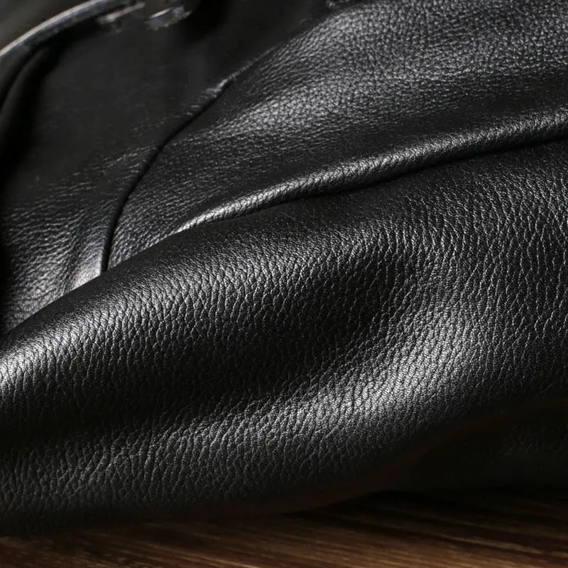 Leather Mens Black Cool Backpack Large Travel Bag School Bag for men