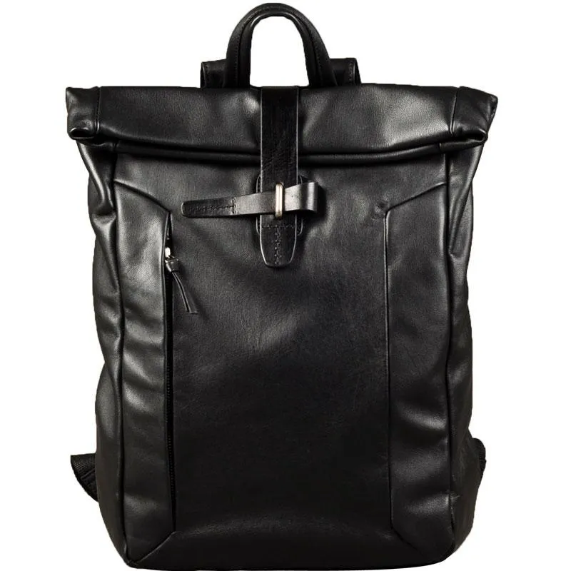 Leather Mens Black Cool Backpack Large Travel Bag School Bag for men