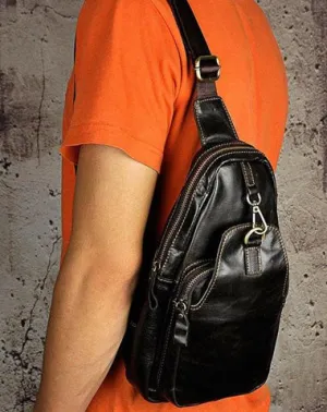 Leather Mens Chest Bag Sling Bags Sling One Shoulder Bag Sling Backpack for men