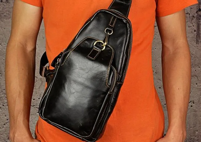 Leather Mens Chest Bag Sling Bags Sling One Shoulder Bag Sling Backpack for men
