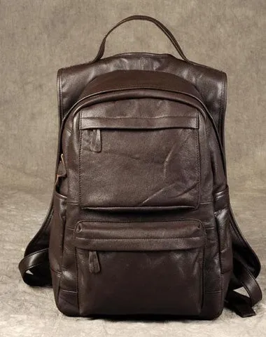 Leather Mens Cool Backpack Large Black Travel Backpack School Backpack for men