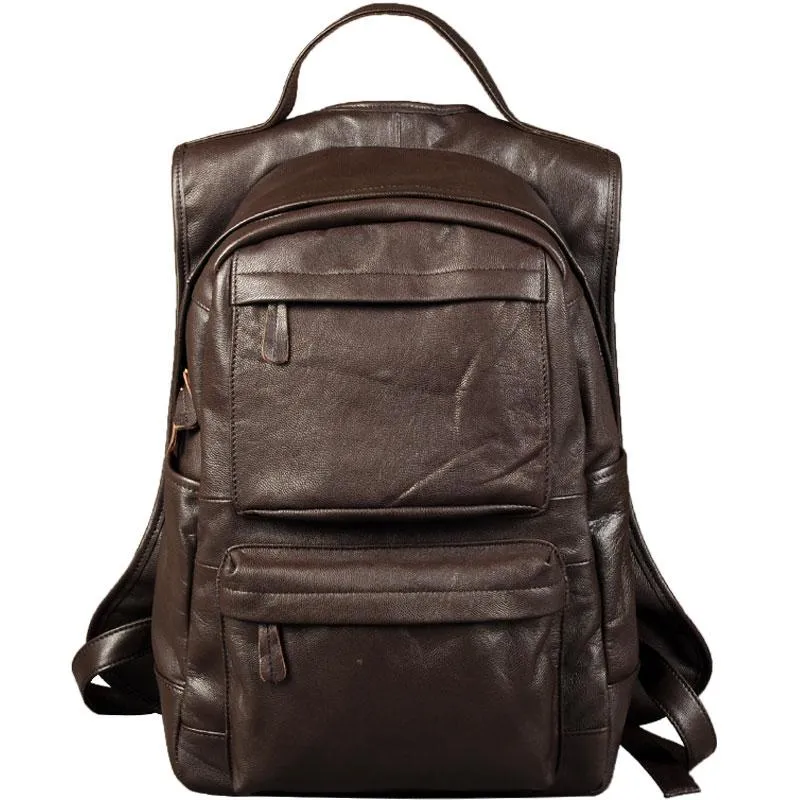 Leather Mens Cool Backpack Large Black Travel Backpack School Backpack for men