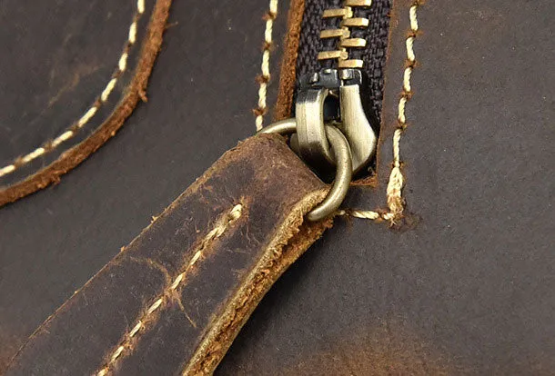 Leather Mens Cool Backpack Large Coffee Travel Bag Hiking Bag For Men