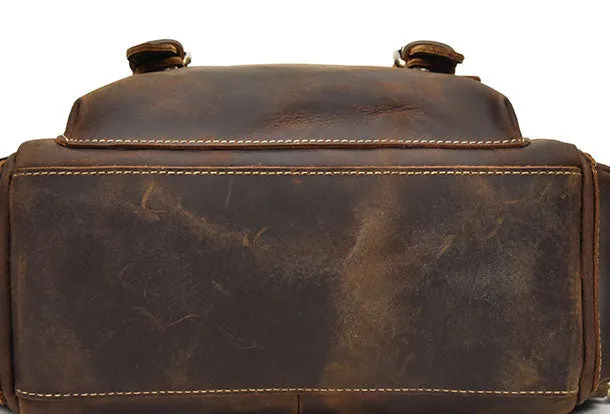 Leather Mens Cool Backpack Large Coffee Travel Bag Hiking Bag For Men