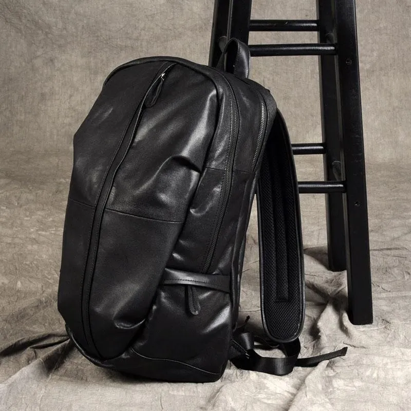 Leather Mens Cool Large Backpack Black Travel Backpacks Hiking Backpack for men