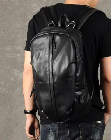 Leather Mens Cool Large Backpack Black Travel Backpacks Hiking Backpack for men
