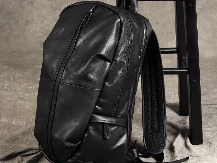Leather Mens Cool Large Backpack Black Travel Backpacks Hiking Backpack for men