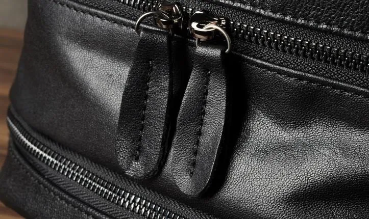 Leather Mens Cool Large Backpack Black Travel Backpacks Hiking Backpack for men