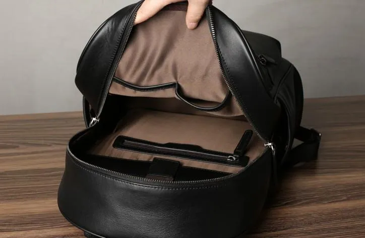 Leather Mens Large Cool Backpack Black Travel Backpack Hiking Backpack for men