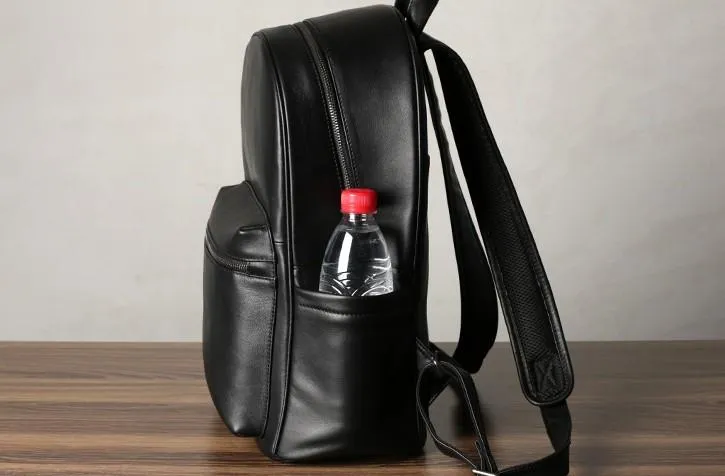 Leather Mens Large Cool Backpack Black Travel Backpack Hiking Backpack for men