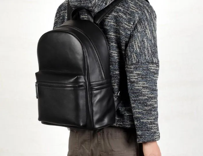 Leather Mens Large Cool Backpack Black Travel Backpack Hiking Backpack for men