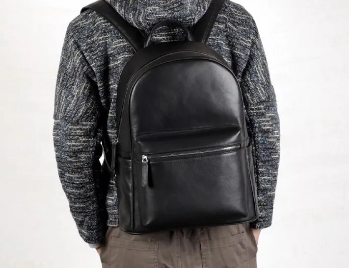 Leather Mens Large Cool Backpack Black Travel Backpack Hiking Backpack for men