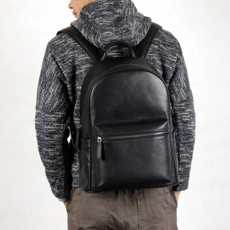 Leather Mens Large Cool Backpack Black Travel Backpack Hiking Backpack for men