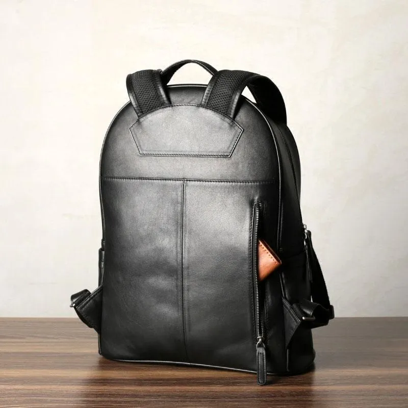 Leather Mens Large Cool Backpack Black Travel Backpack Hiking Backpack for men