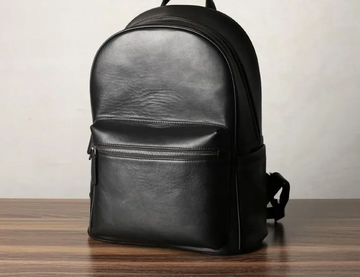 Leather Mens Large Cool Backpack Black Travel Backpack Hiking Backpack for men