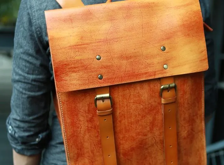 Leather Mens School Backpacks Travel Backpacks Laptop Backpack for men