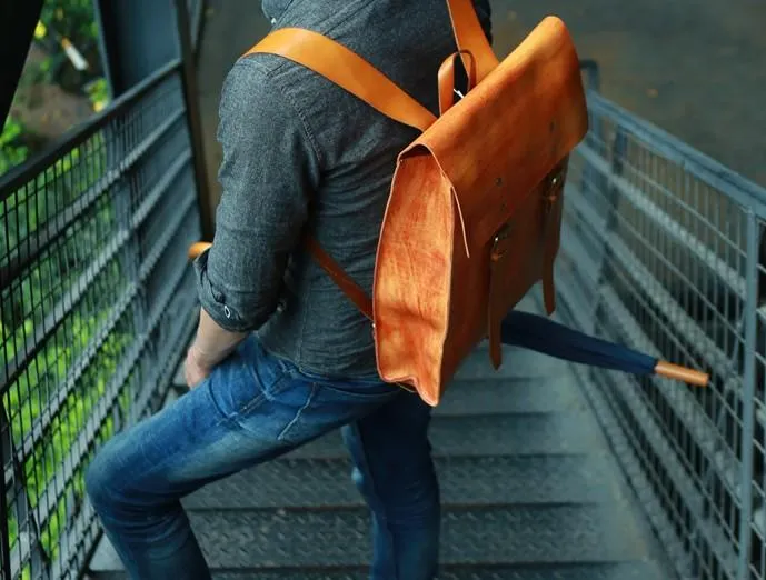 Leather Mens School Backpacks Travel Backpacks Laptop Backpack for men
