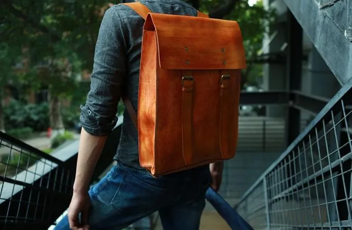 Leather Mens School Backpacks Travel Backpacks Laptop Backpack for men