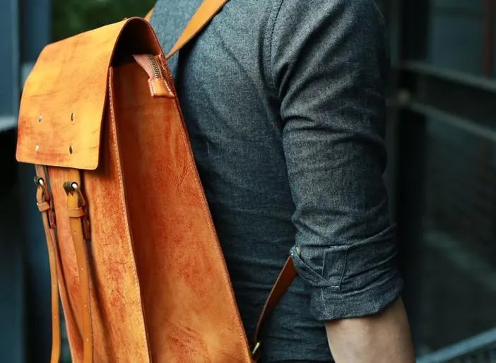 Leather Mens School Backpacks Travel Backpacks Laptop Backpack for men