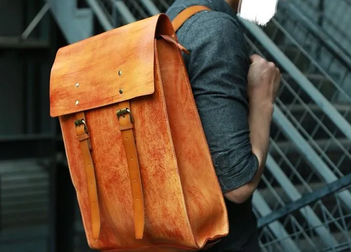 Leather Mens School Backpacks Travel Backpacks Laptop Backpack for men