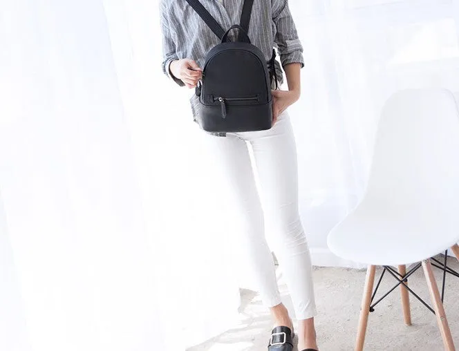 Leather Stylish Womens Small Backpack Mini Travel Backpack Purse for Women