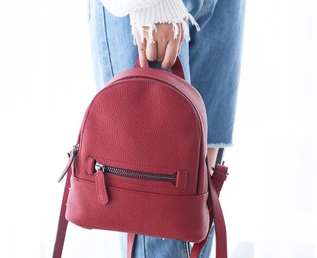 Leather Stylish Womens Small Backpack Mini Travel Backpack Purse for Women