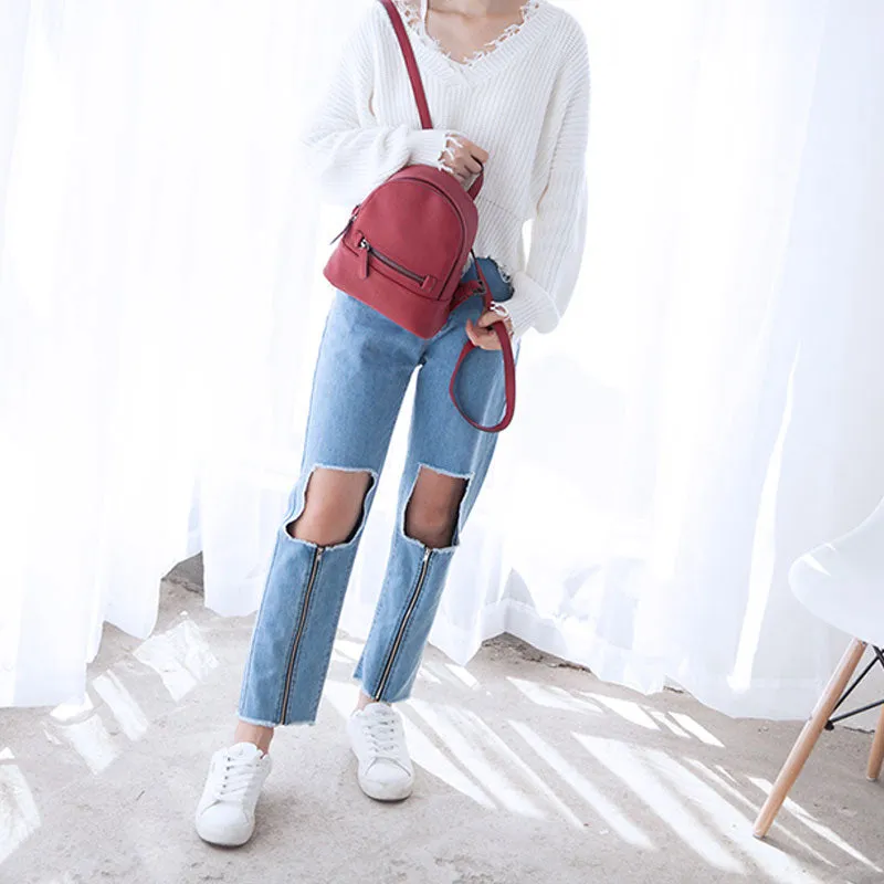 Leather Stylish Womens Small Backpack Mini Travel Backpack Purse for Women