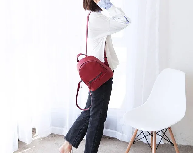 Leather Stylish Womens Small Backpack Mini Travel Backpack Purse for Women