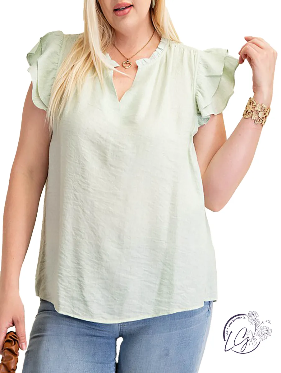 Leaving It Behind Ruffle Short Sleeve