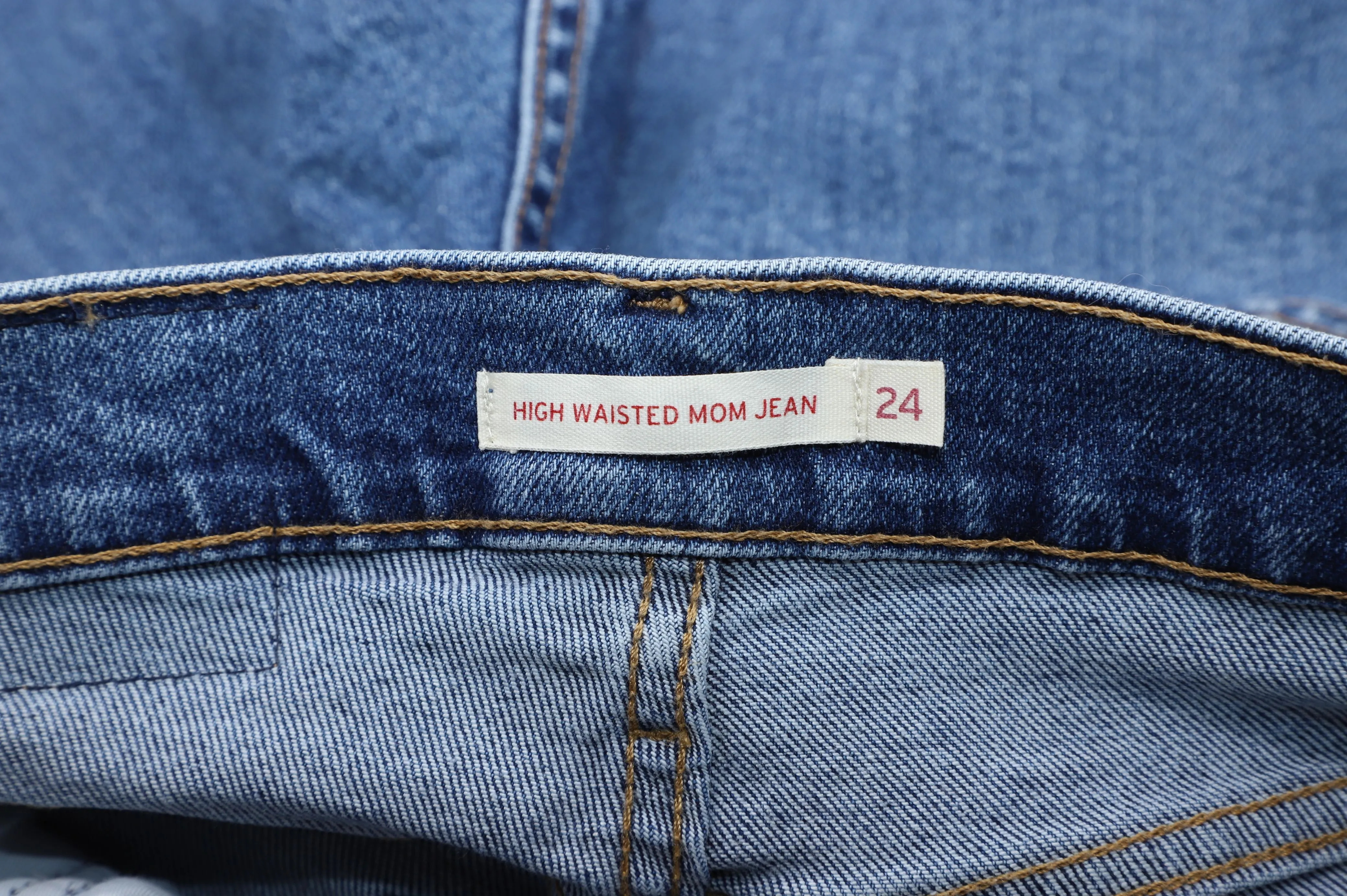 Levi's High Waisted Mom Jeans in Blue Cotton Denim