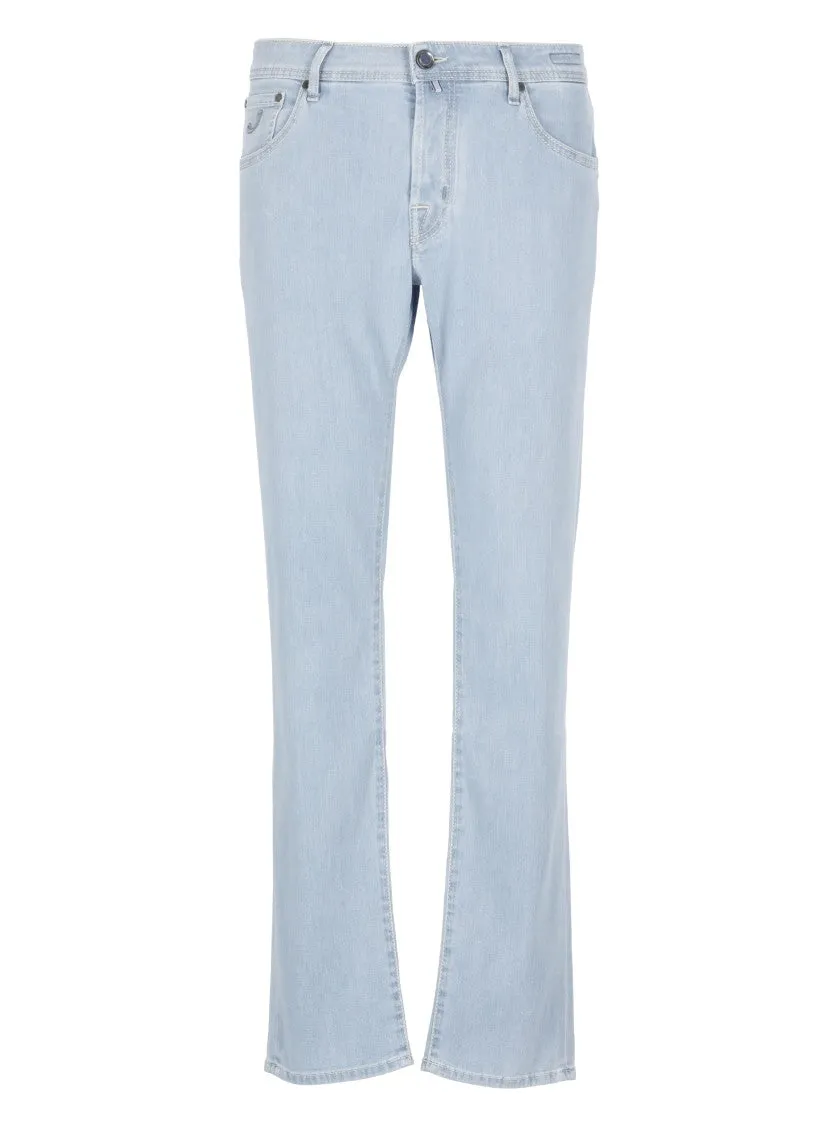 Light Blue Cotton Nick Jeans