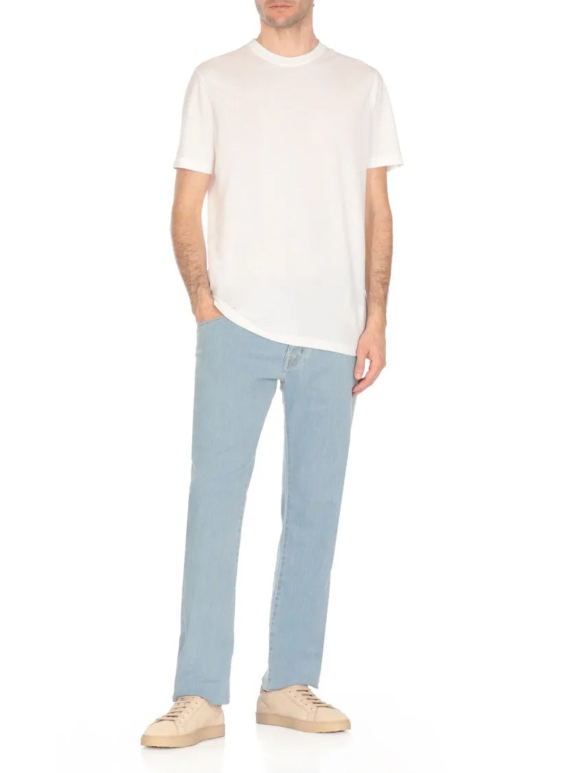 Light Blue Cotton Nick Jeans