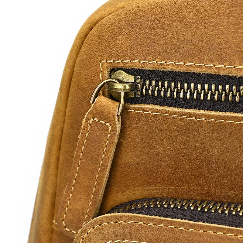 Light Brown Large Leather Backpack for Travel Mens Leather 15???? Laptop Backpack 14L