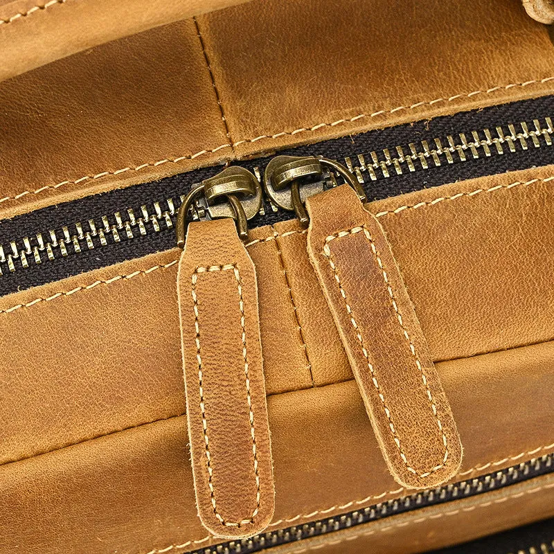 Light Brown Large Leather Backpack for Travel Mens Leather 15???? Laptop Backpack 14L